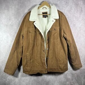 Mountain And Isles Jacket Men Medium Brown Corduroy Faux Sherpa Lined Lumberjack
